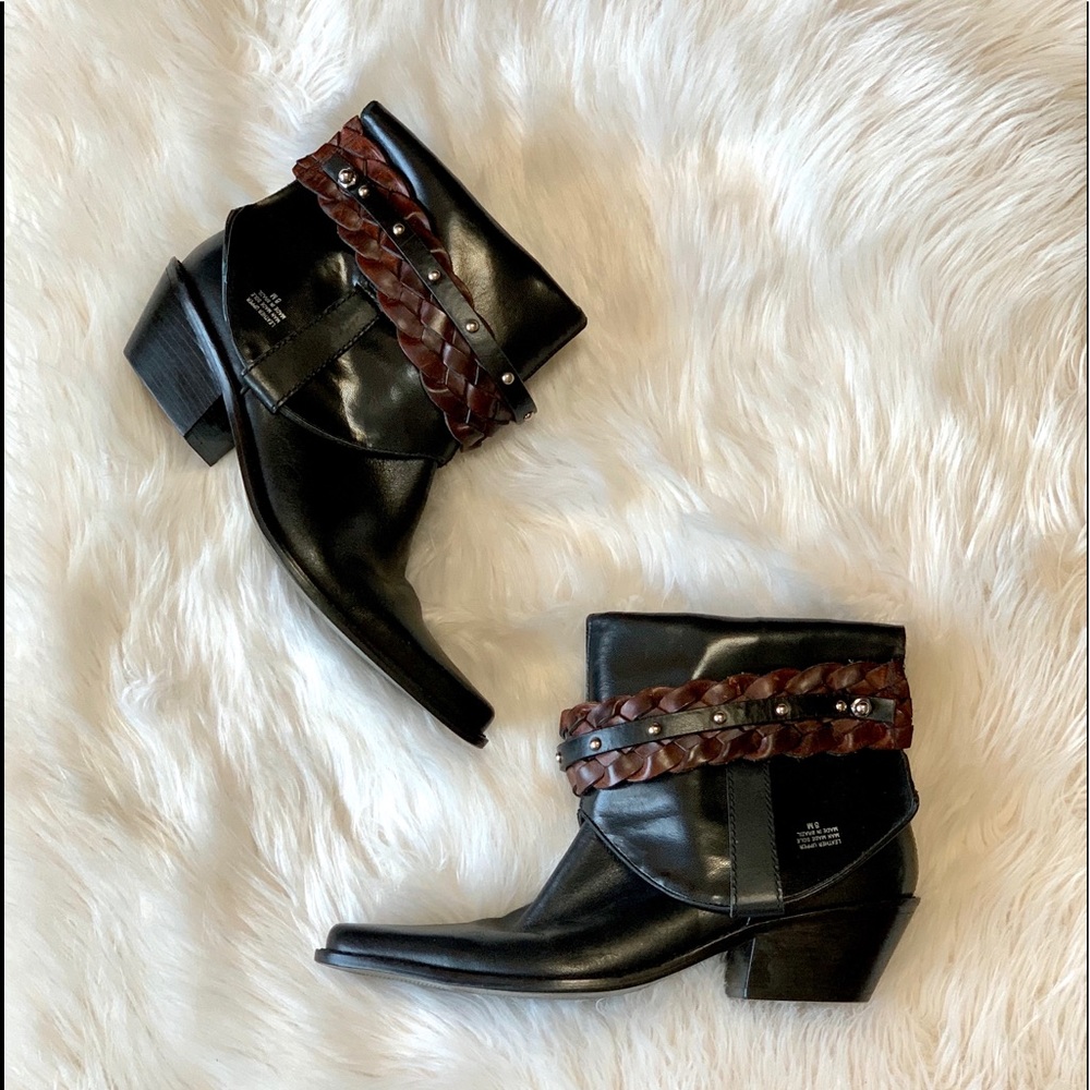 Matisse Black Leather Cuff Down Boots